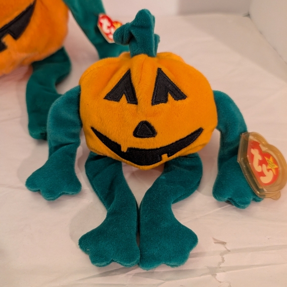Lot of 2 (TWO) TY Beanie Babies - Pumpkin' Small and Large - Picture 2 of 10